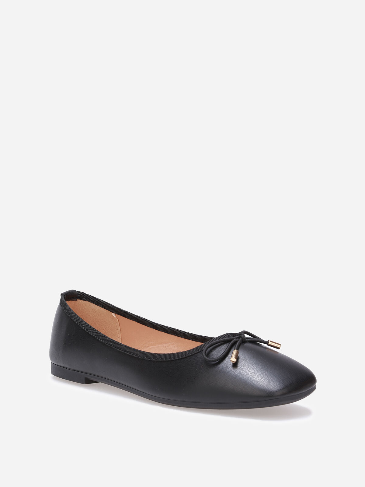 Ballerines à bout carré et nœud- Noir