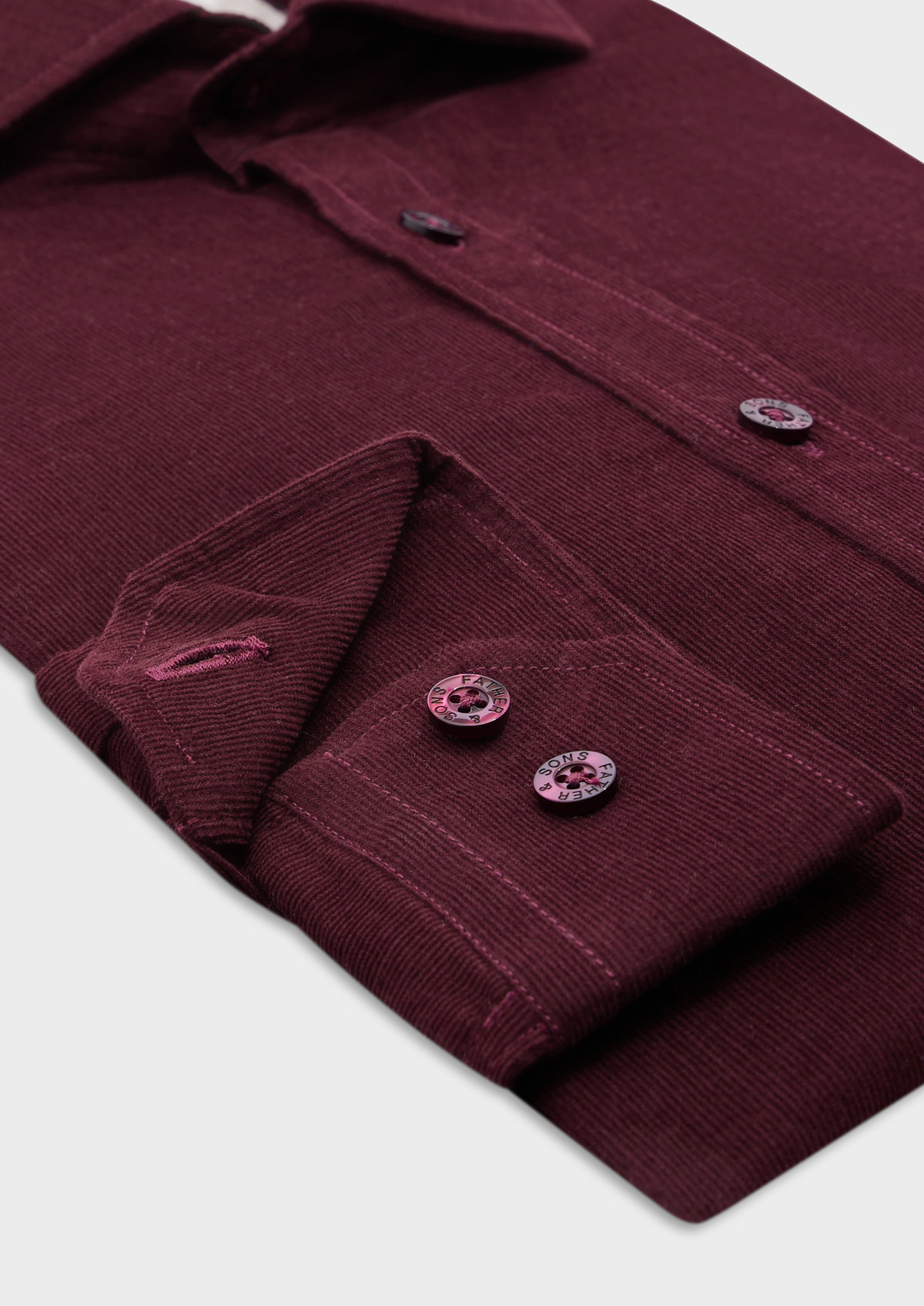 Chemise sport Slim en velours côtelé uni bordeaux