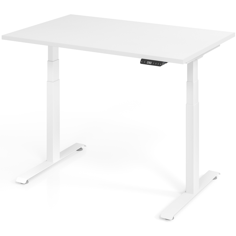 Elektrisch höhenverstellbarer Schreibtisch Tarys Ergo-0, Gestellfarbe weiss, 120 x 80 cm, weiss