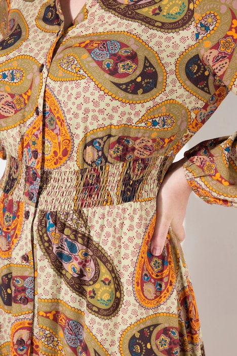 Maxikleid, Paisley, A-Linie, V-Ausschnitt, Langarm