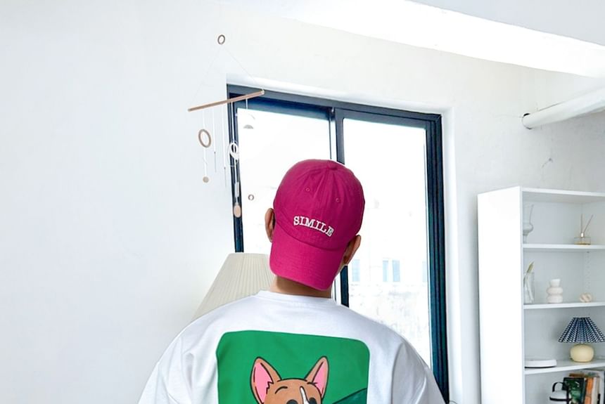 SeoulPop - T-shirt met korte mouwen en hondenprint, losvallend