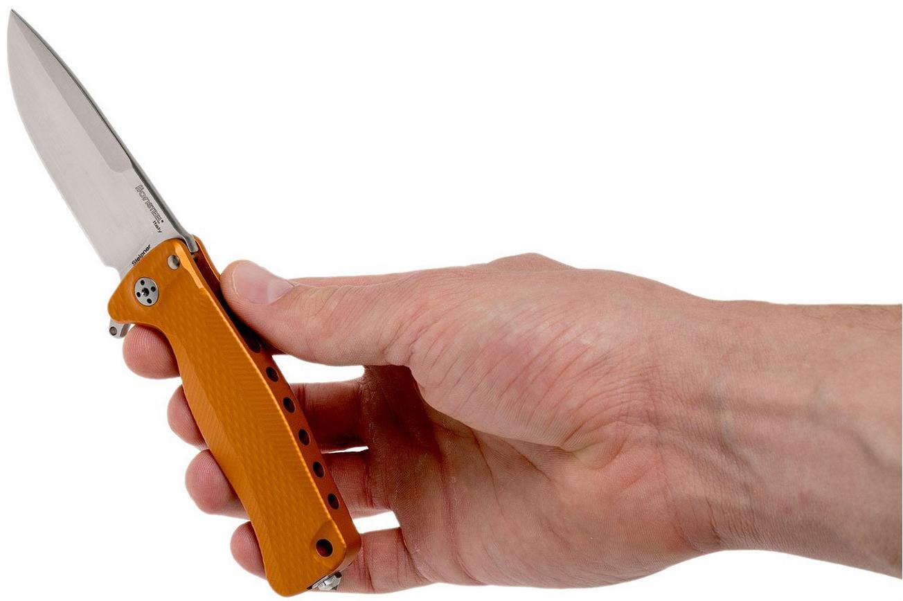 LionSteel SR22A-OS Orange Aluminium, Satin Blade