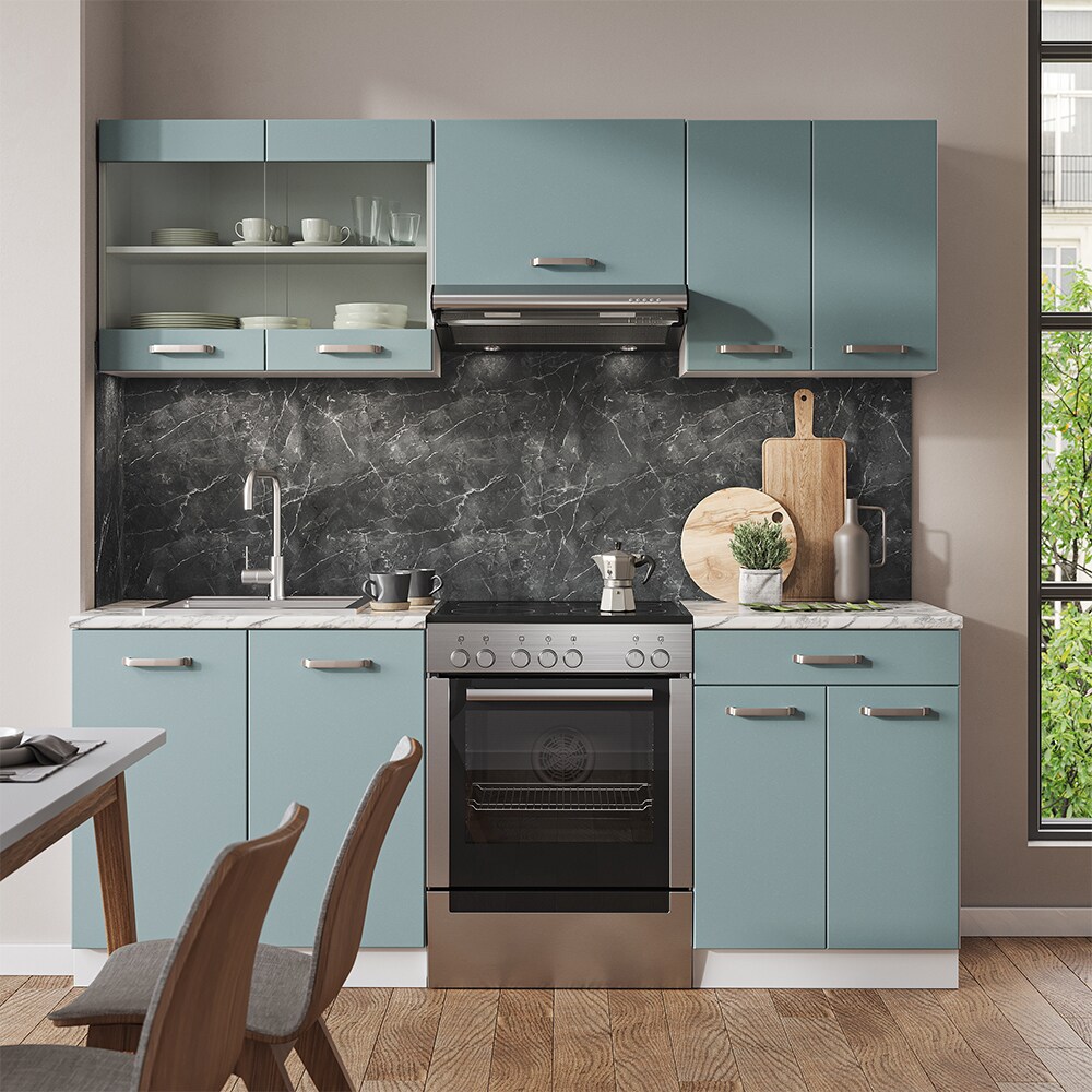 Vicco Küchenzeile R-Line Solid Weiß Blau Grau 200 cm modern Küchenschränke Küchenmöbel