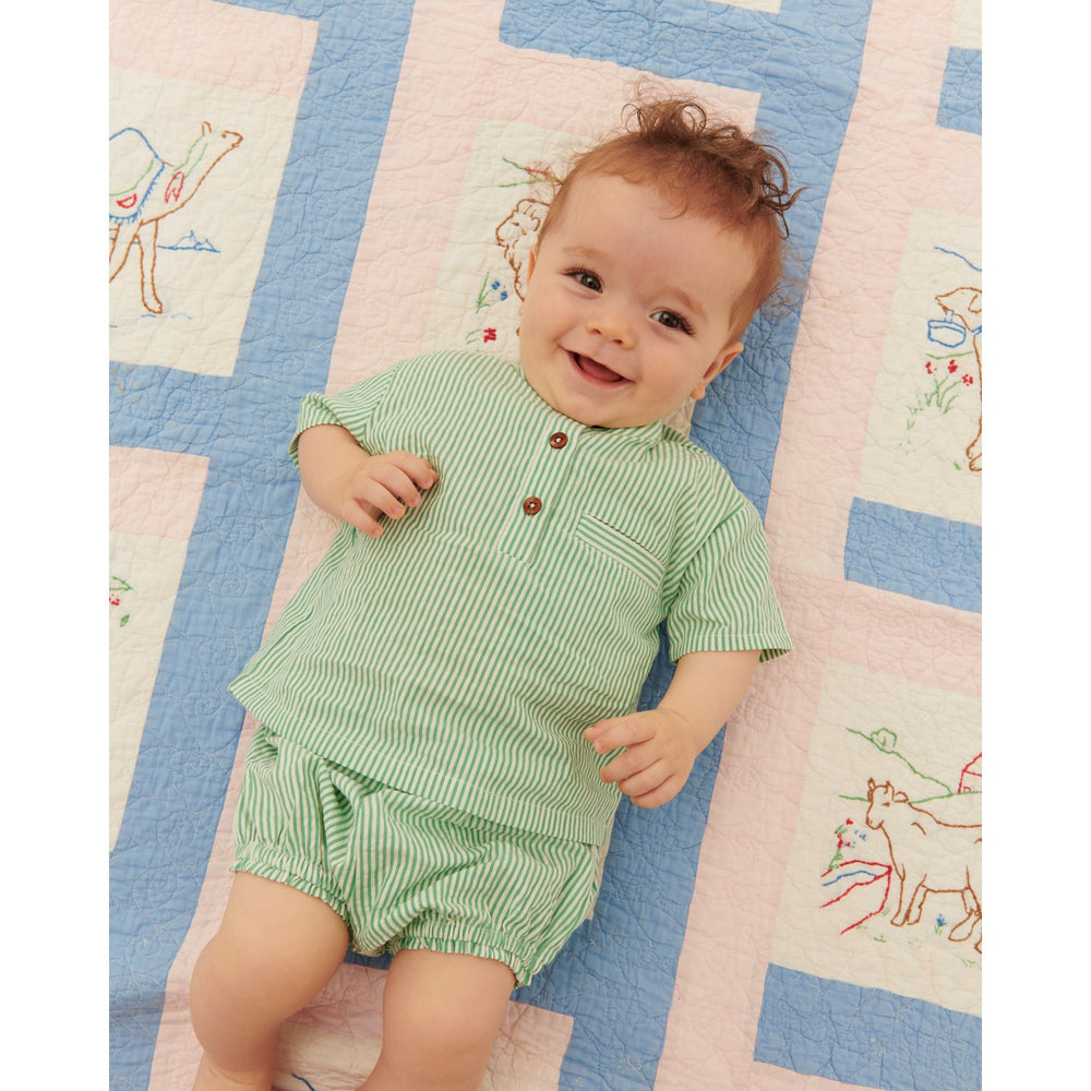 Køb COPENHAGEN COLORS Sharp Green W Cream Stripe Seersucker Baby Sæt