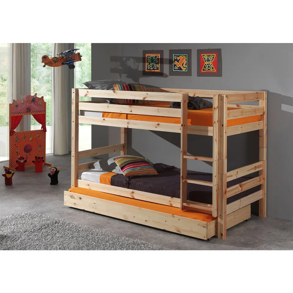 Vipack stapelbed Pino met onderbed - grenenhout - 140x103x208 cm