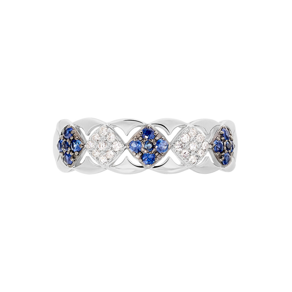Bague Lina-maria Or Blanc Saphir Et Diamant