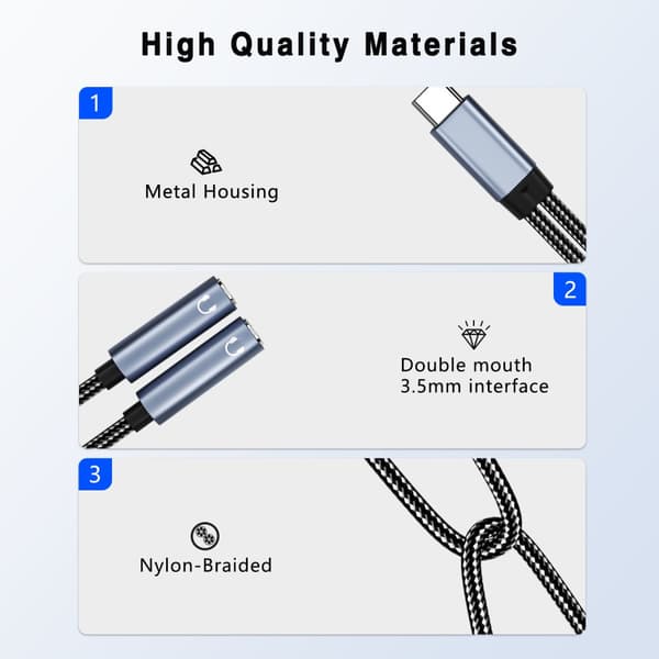 INF USB C til dobbel 3,5 mm lydadapterkabel Sort