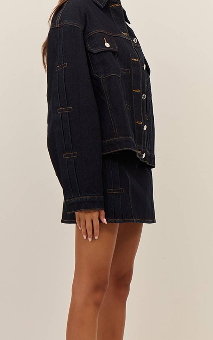 Raw Indigo Wash Mini-jupe En Denim À Détail Plissé