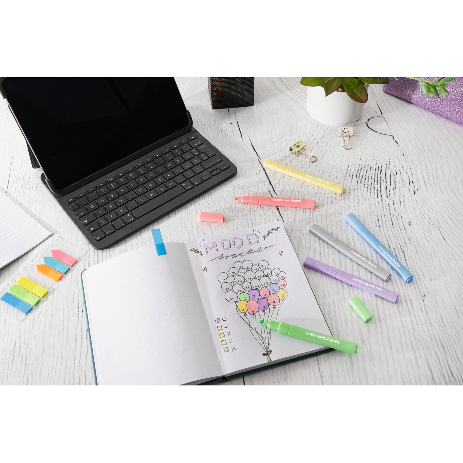 Eberhard Faber Textmarker Slim Pastell, 6 Stück