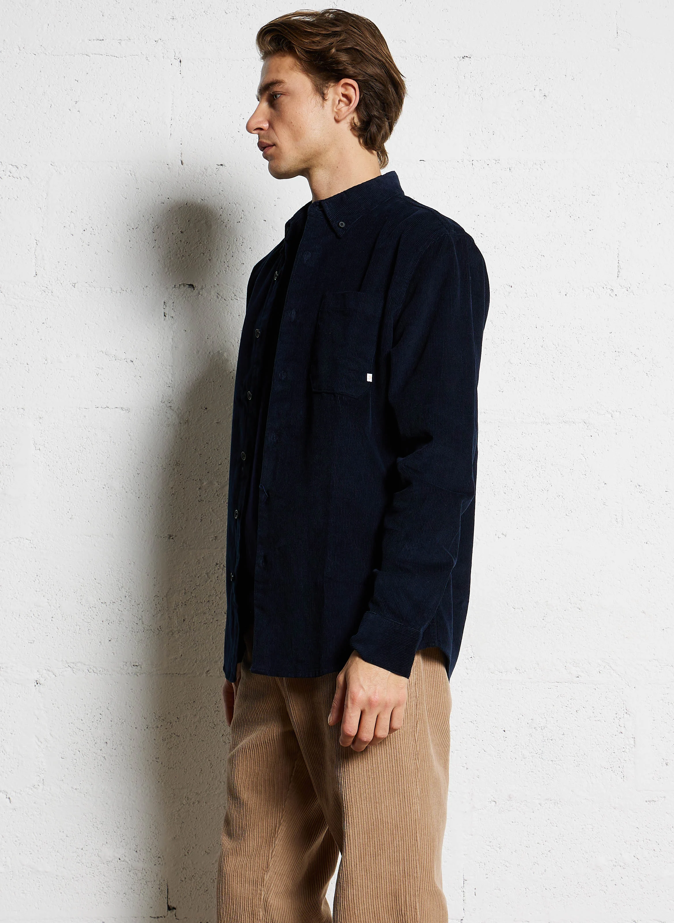 SPENCER - Chemise droite en velours côtelé| Bleu