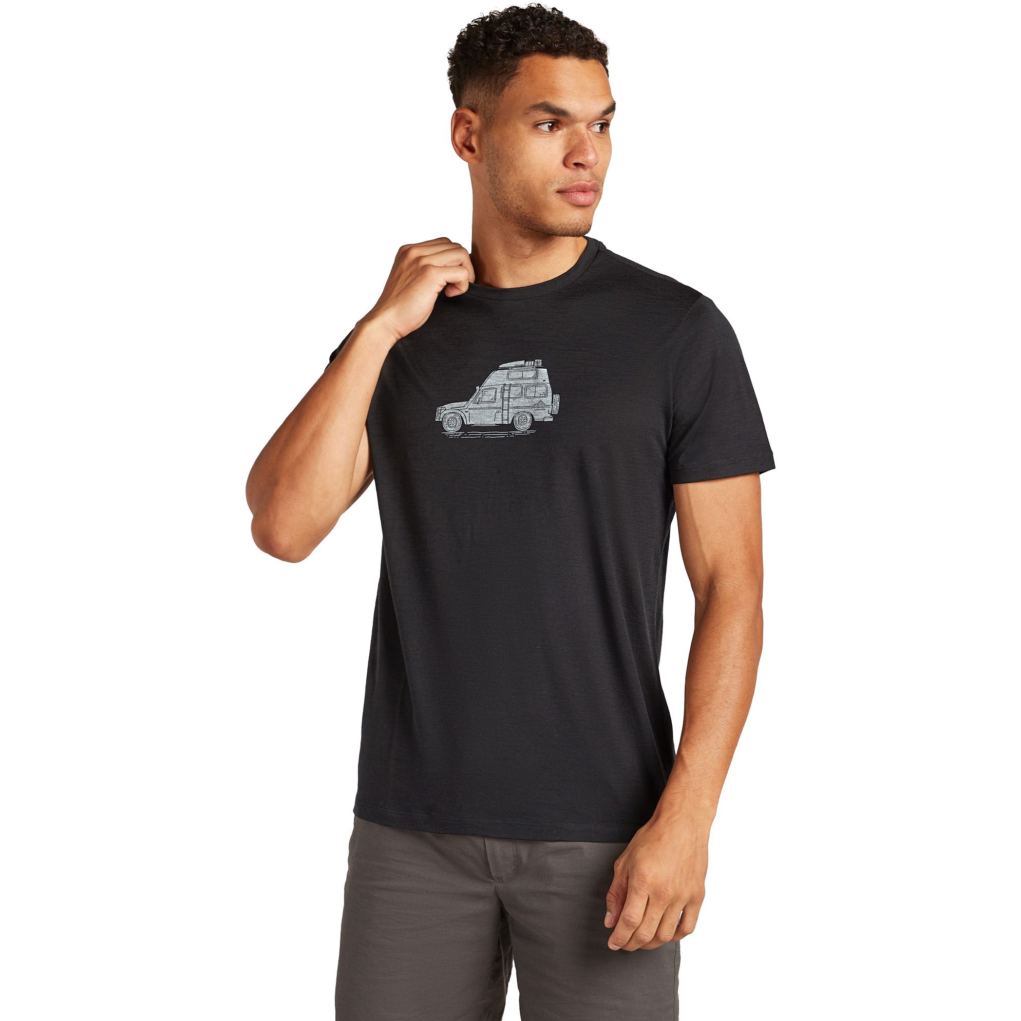 Icebreaker Merino 150 Tech Lite Cosy Camper T-Shirt Herren schwarz
