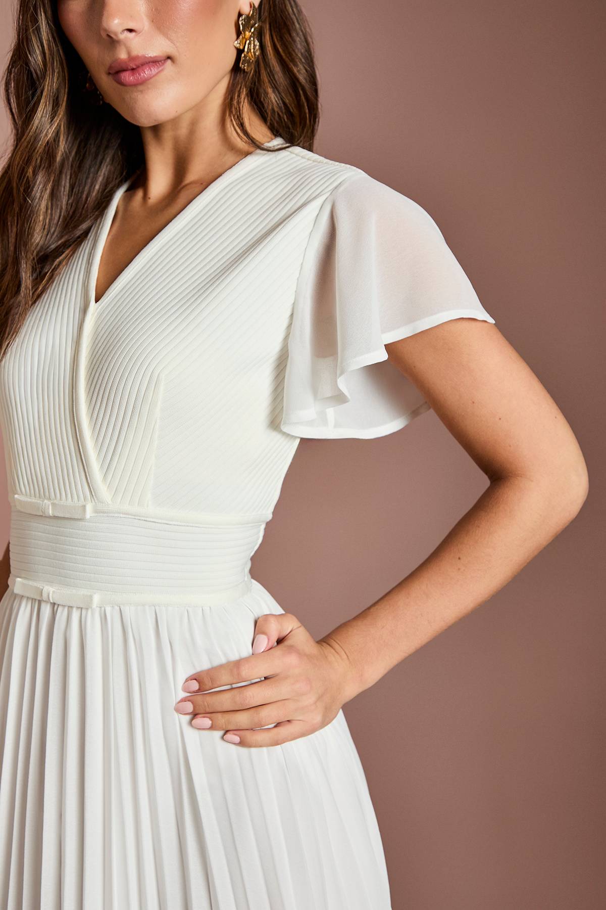 Coast Robe Midi Bandage En Georgette Plissée Avec Détail Nœud