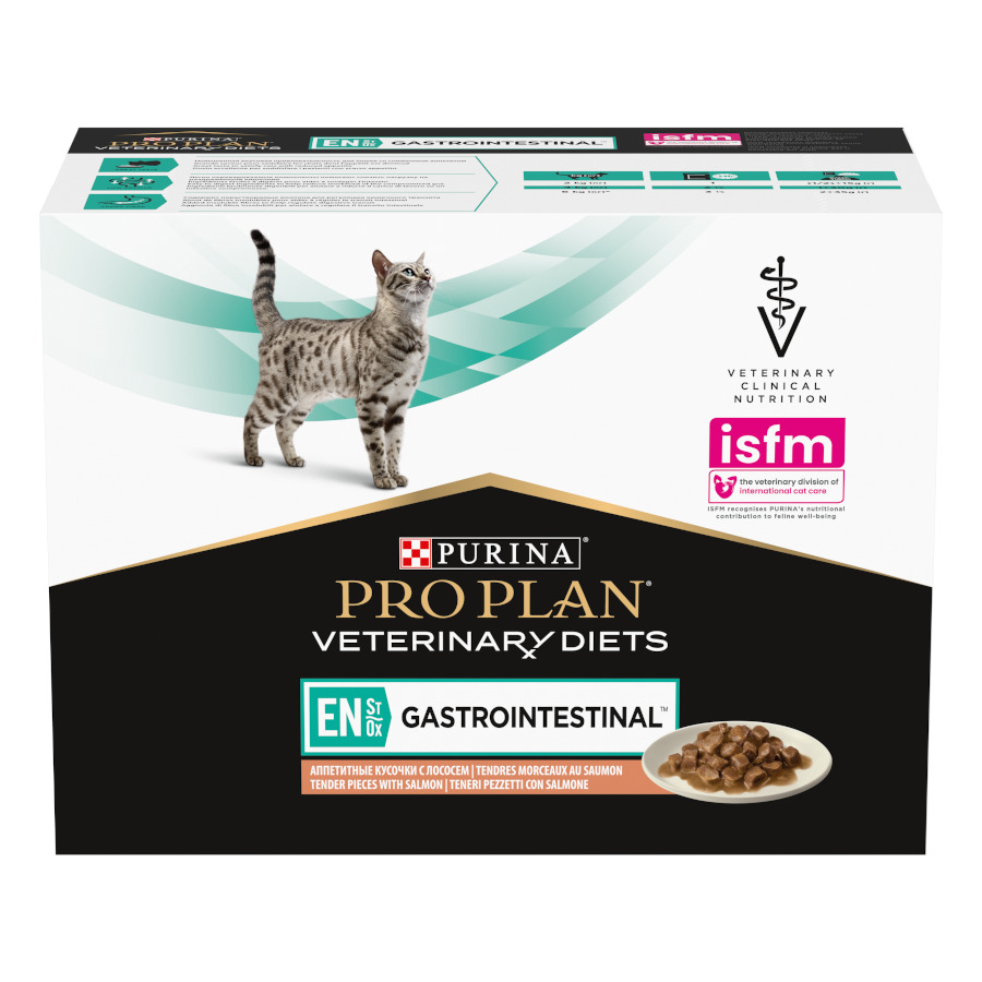 Pro Plan Veterinary Diets Gastrointestinal Felino Salmão em Molho Sachê para Gatos - Pacote com 10 unidades
