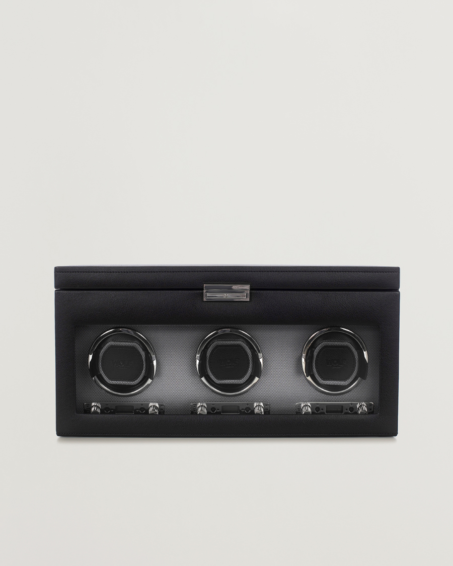 WOLF Viceroy Triple Winder with Storage and Travel Case Black