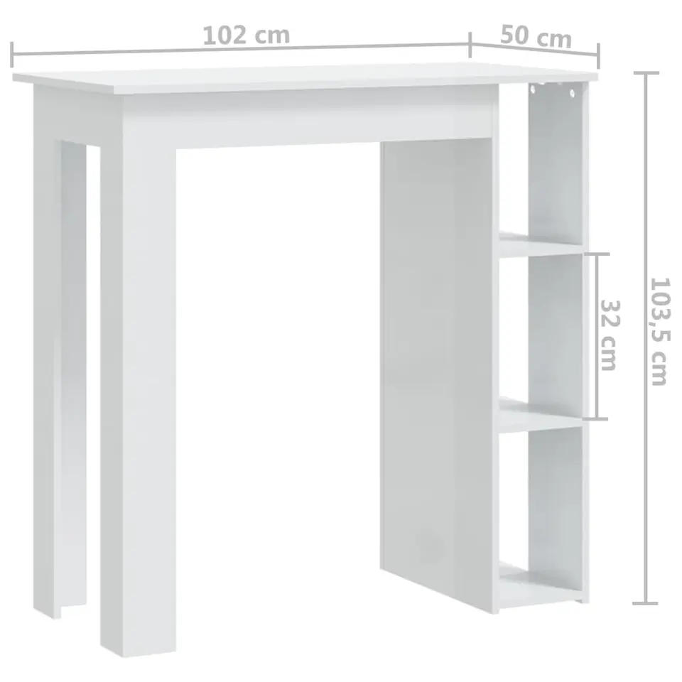 vidaXL - Bartafel - Wit - Bewerkt hout
