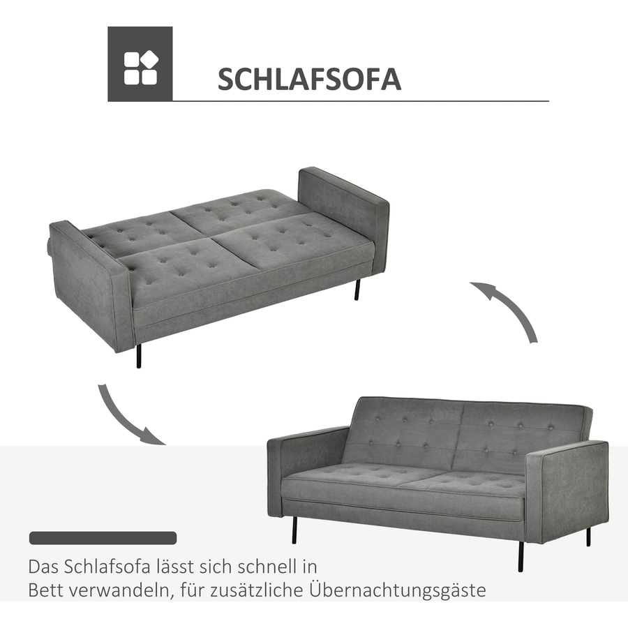 HOMCOM Schlafsofa mit verstellbaren Beinen grau