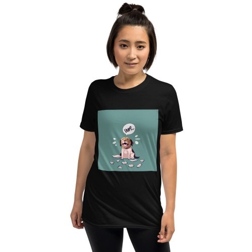 Camiseta feminina Mascochula, personalizada com a foto do seu animal de estimação, preta.