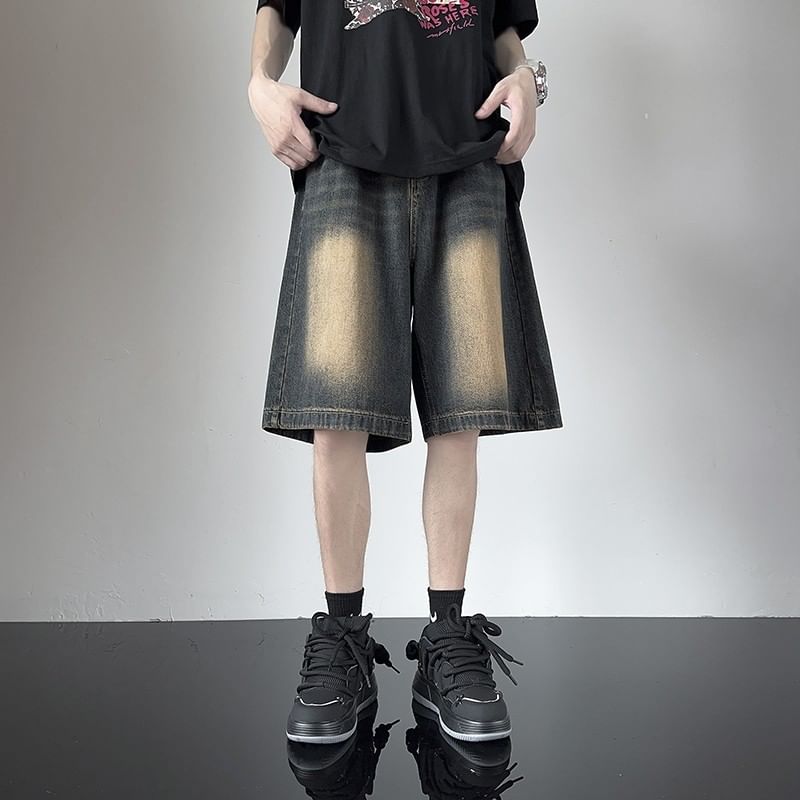 Bay Go Mall - Mid Rise Washed Denim Shorts