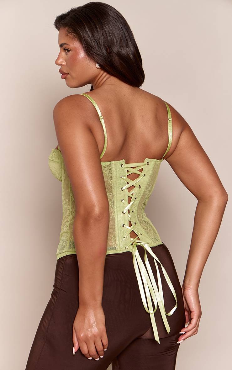 Vert Sauge Top Corset À Dos Lacé Shape