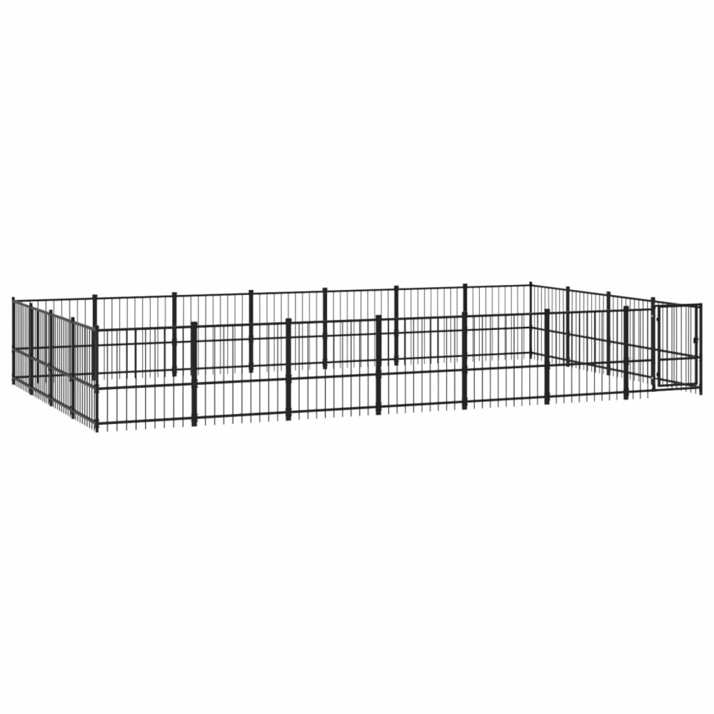 Chenil d'extérieur pour chiens acier 26,35 m²