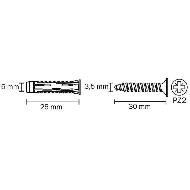 50 chevilles universelles Diall nylon CL PZ Ø5x25mm