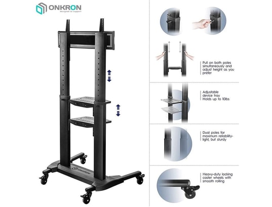 ONKRON - Pied de sol Ts2771 support tv sur pied à roulettes pour des téléviseurs...
