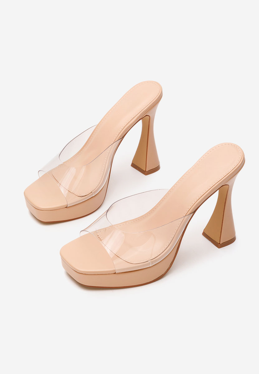 Mules a talon beige Emiliana