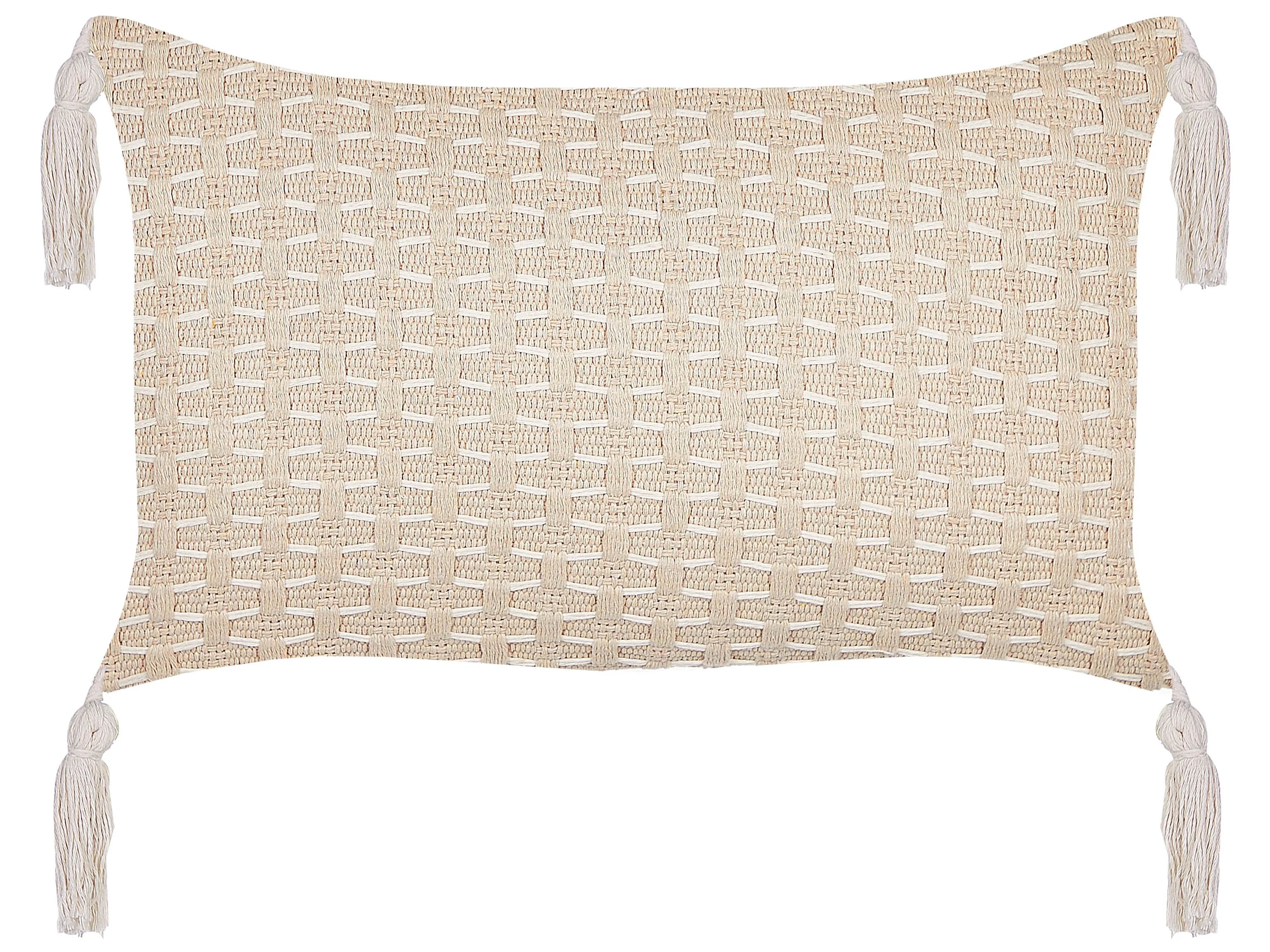 Set van 2 sierkussens HAKONE 45 x 25 cm Lichtbeige geometrisch patroon