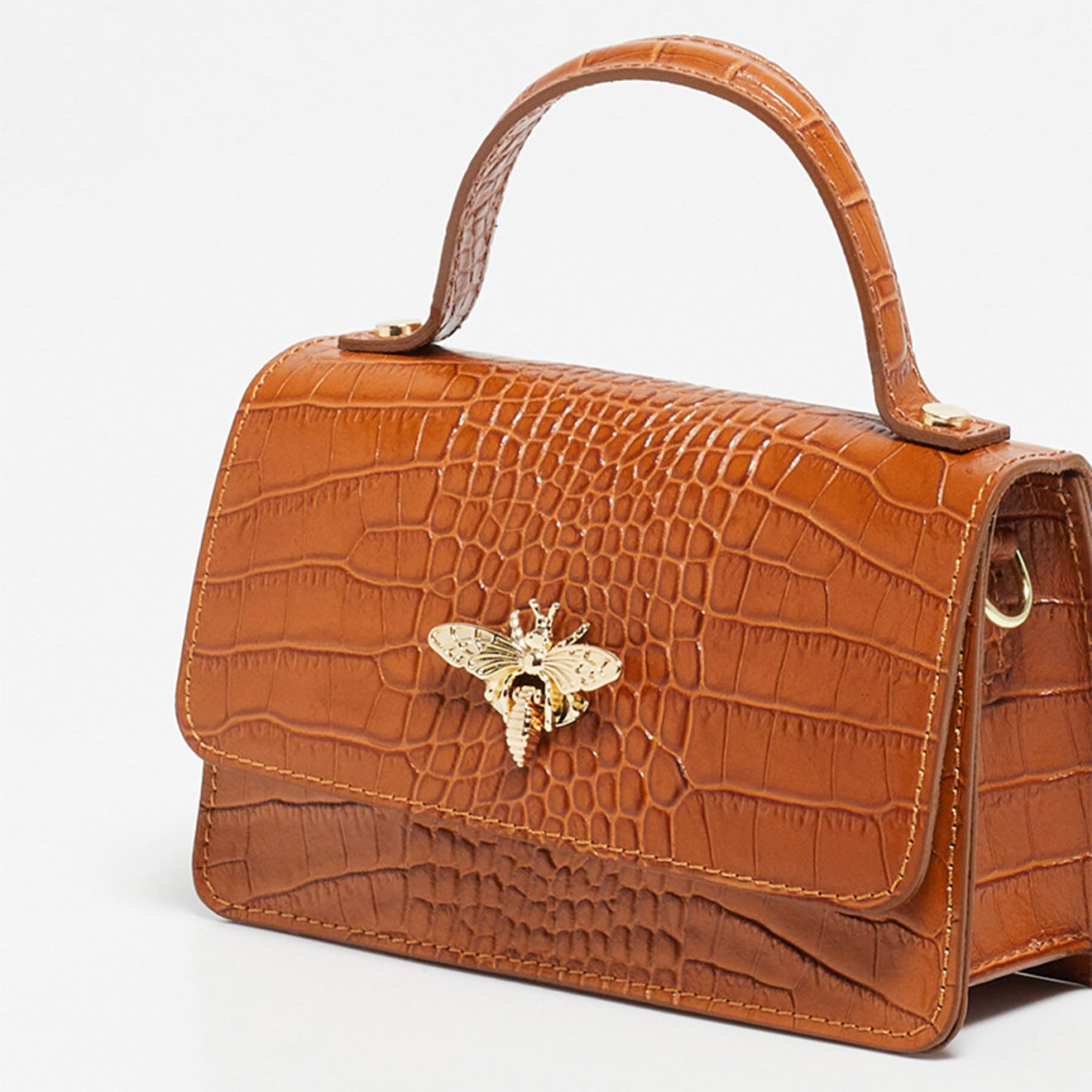Christian Laurier Sac à main en Cuir croco Lily camel - 19x11x7.5 cm