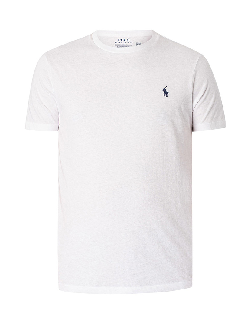 White Slim Fit T-Shirt Blue Logo