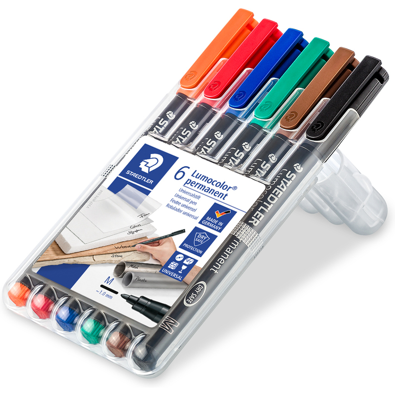 Staedtler Folienschreiber Lumocolor permanent M, 6er Etui, assortiert