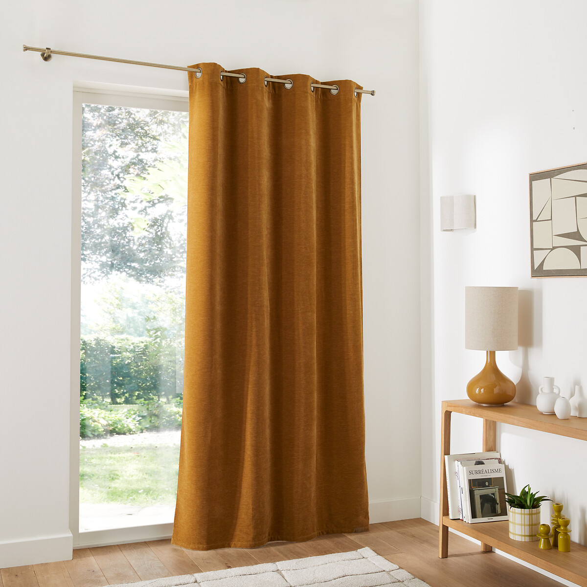 LA REDOUTE INTERIEURS<br>Cortina de veludo em chenille com ilhós, Calda