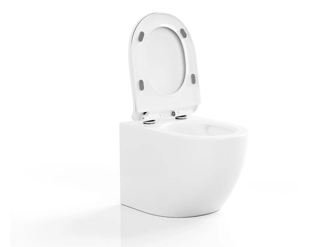 WC suspendu blanc brillant en céramique sans bride - JAVOINE