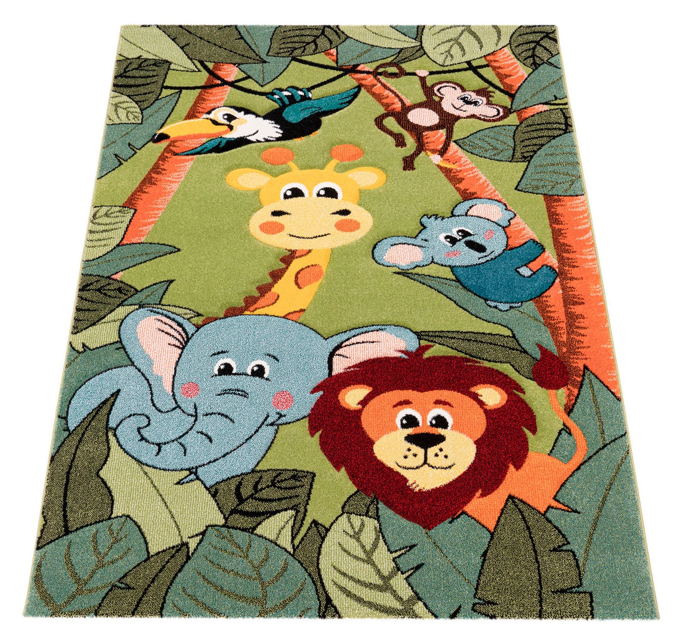 Paco Home Kinderteppich »Diamond 638« rechteckig 18 mm Höhe 3D-Design, Motiv Dschungel Tiere, Kinderzimmer, Kundenliebling