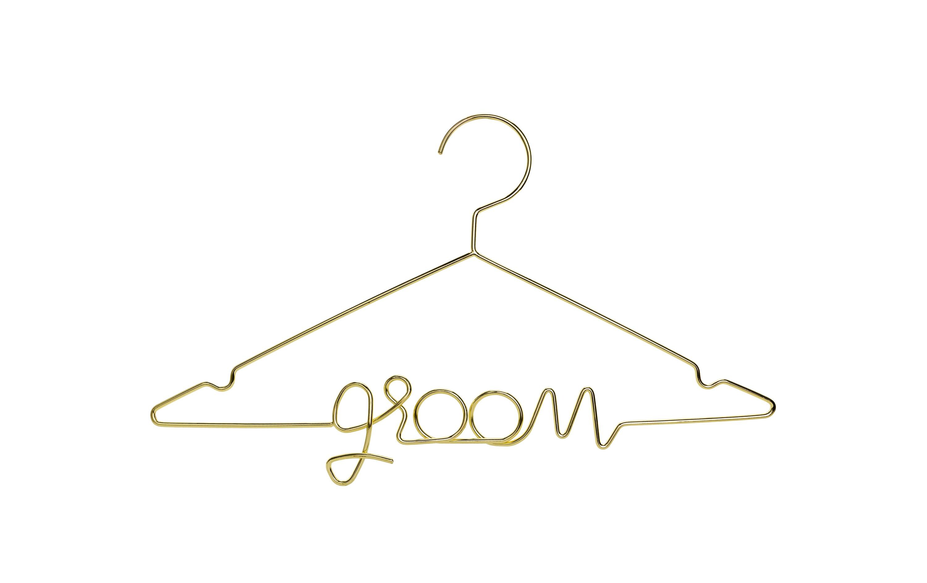 Hochzeitsaccessoire Kleiderbügel Groom 45 x 27 cm, GoldBügel zum Aufhängen vom schönen Anzug passend zum Hochzeitskleid