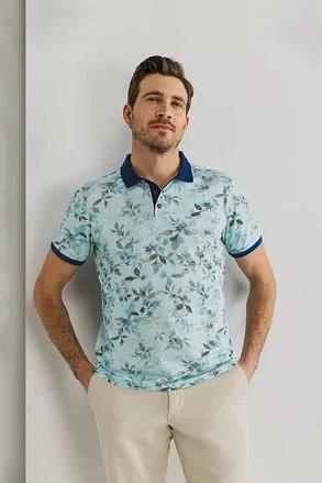 State of Art Poloshirt Piqué Print Lichtblauw 46415488-5211 kopen