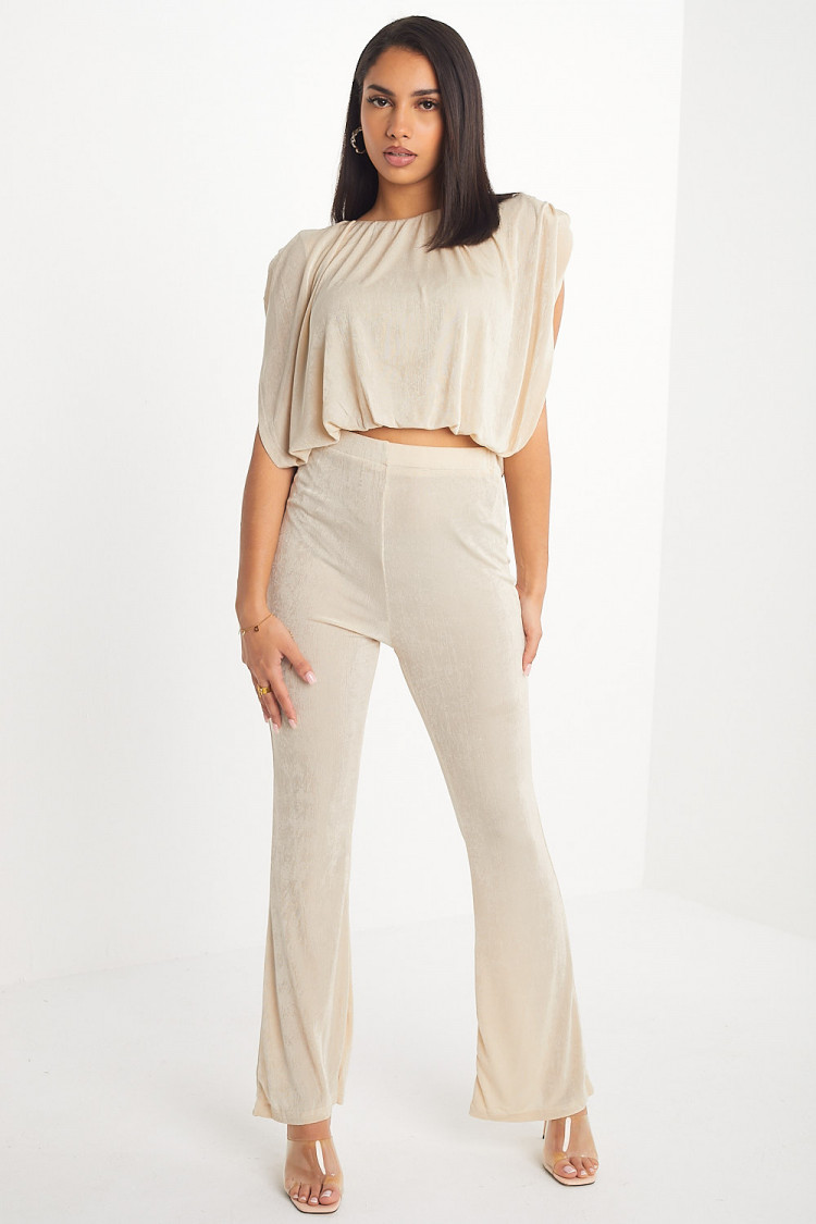 Ensemble 2 pièces top + pantalon beige