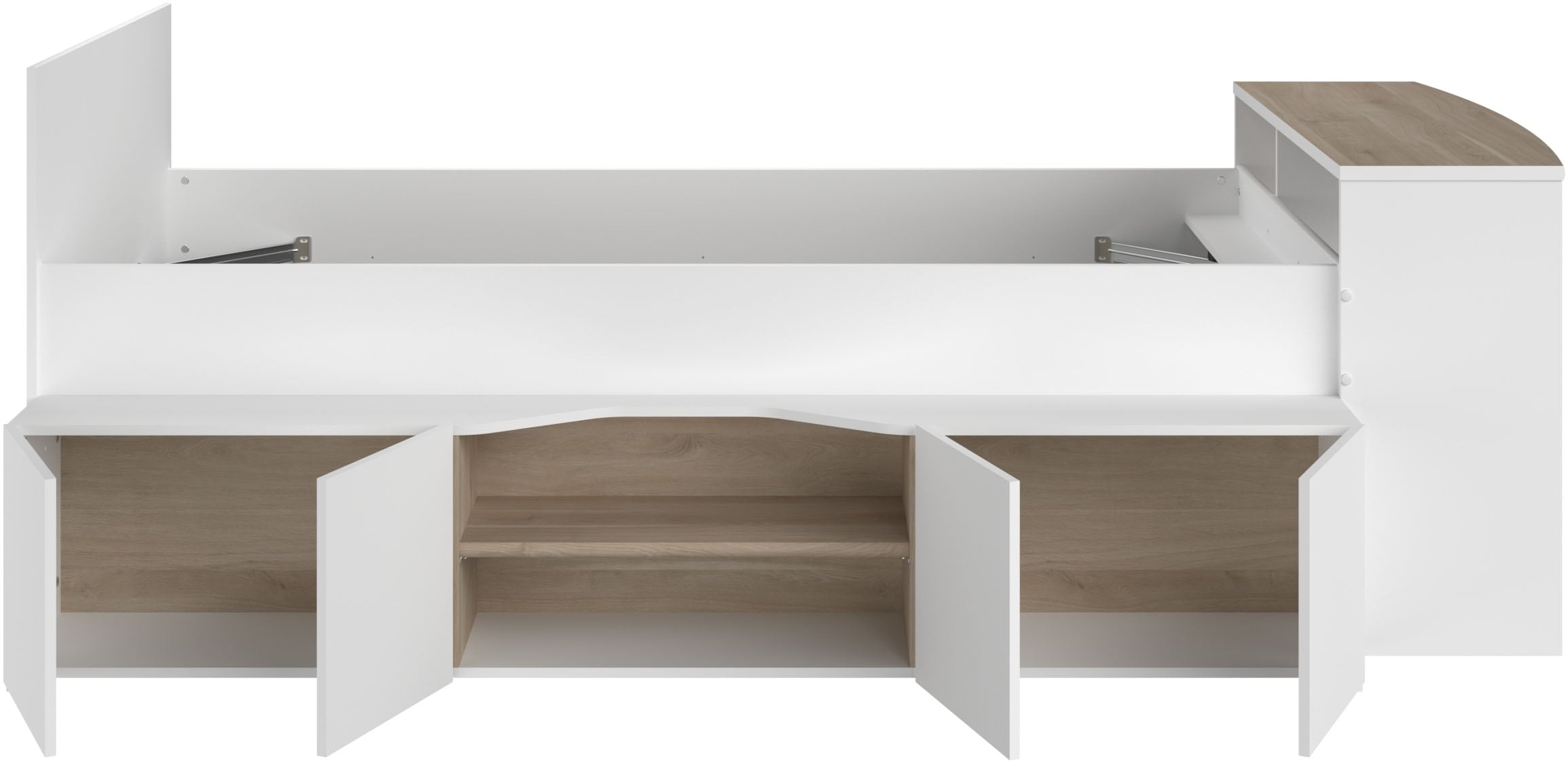 Parisot Hochbett »Cleo« 1 Stk. tlg. Schreibtisch beidseitig anbaubar, viel Stauraum, für Jungen & Mädchen