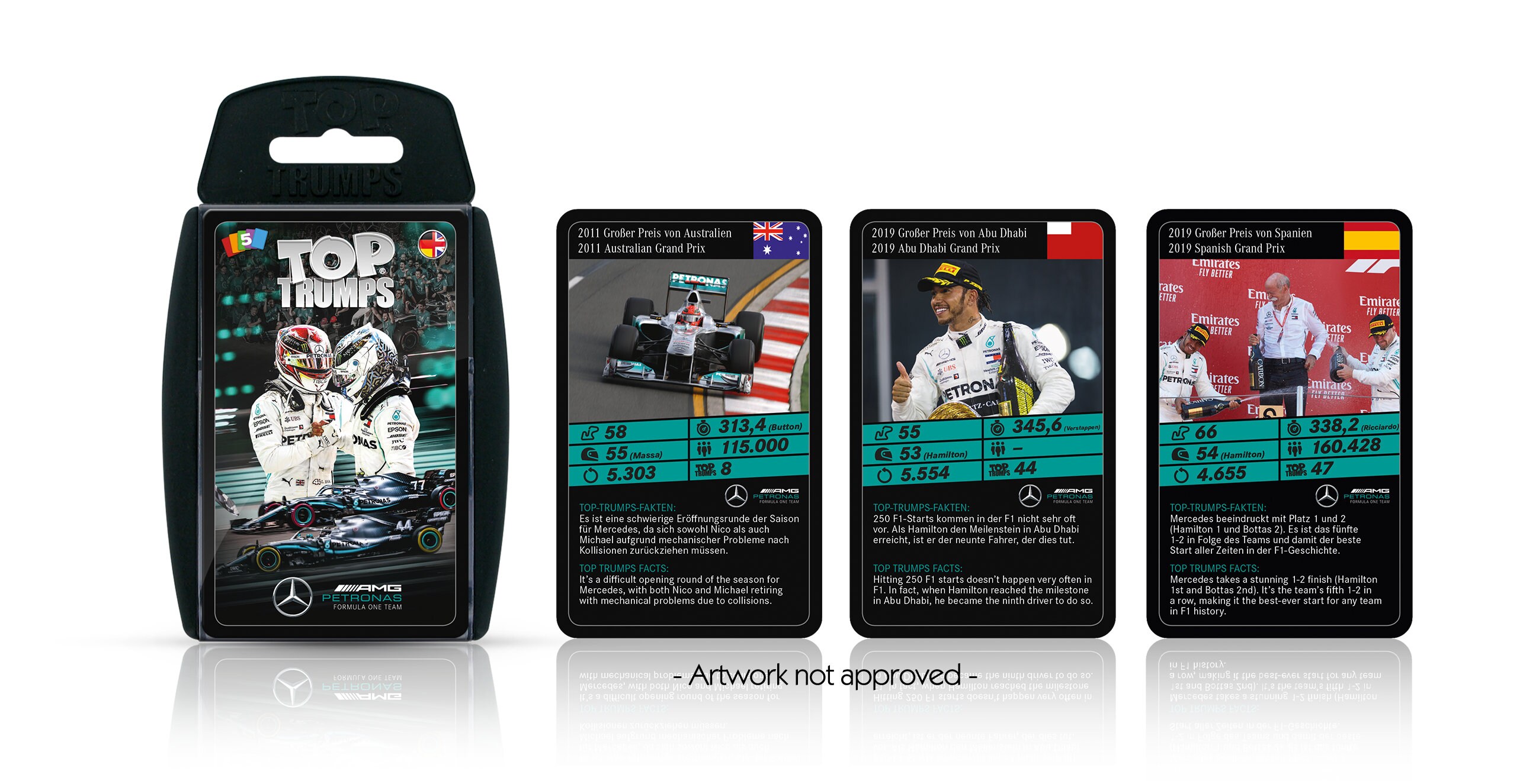 Mercedes Formel 1 Spielepaket: Puzzle + Top Trumps Kartenspiel + Sammler-Münze für Motorsport-Fans