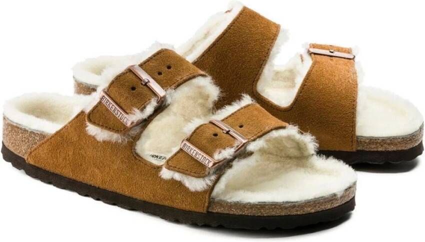 Birkenstock Arizona Shearling Slippers Mink Regular fit | Bruin | Suède