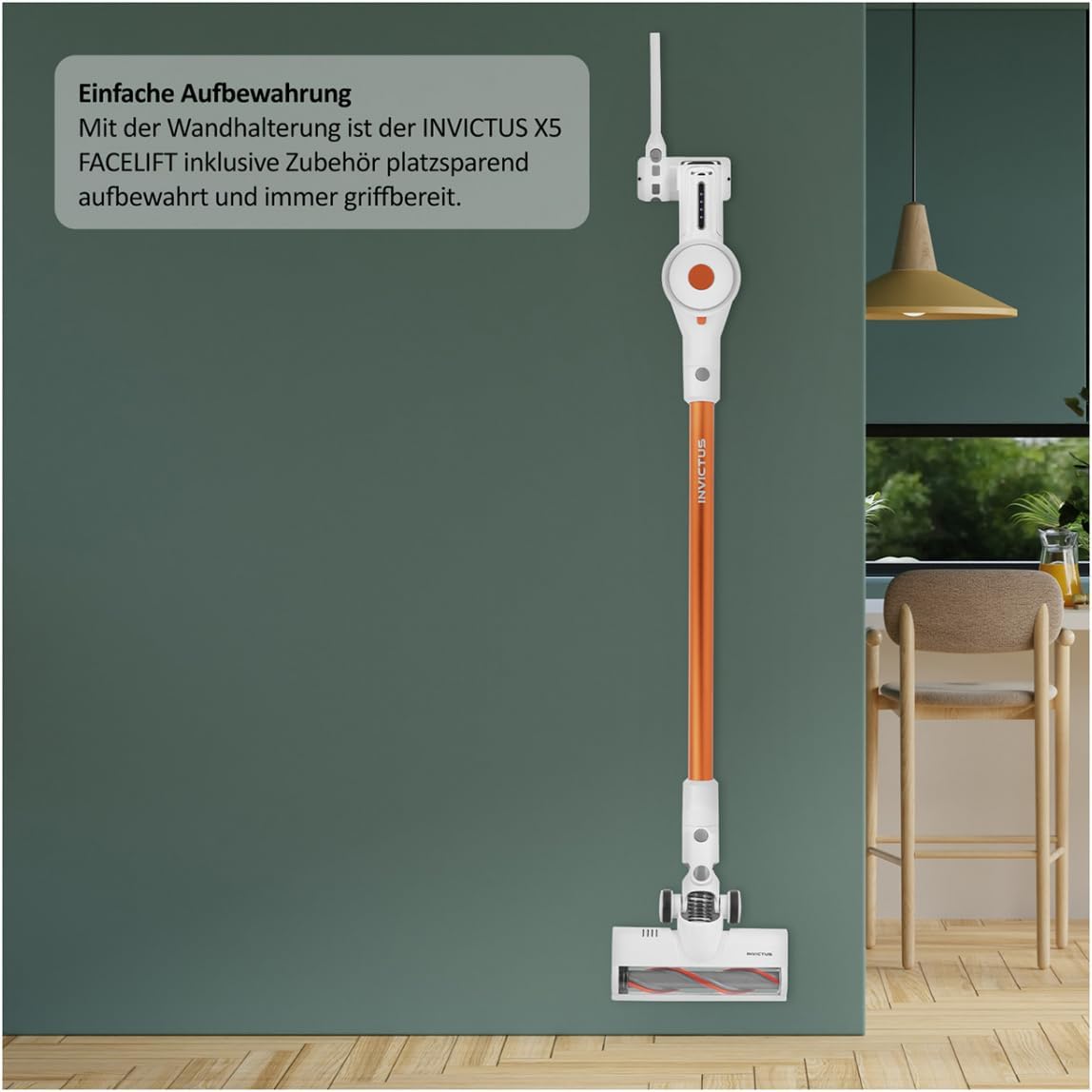 Genius Invictus X5 Facelift Akku Handstaubsauger kabellos beutellos, Staubsauger mit HEPA Filter, Laufzeit bis 40 M. LED, Kombibürste, Stielstaubsauger für Teppich Hartböden Tierharre