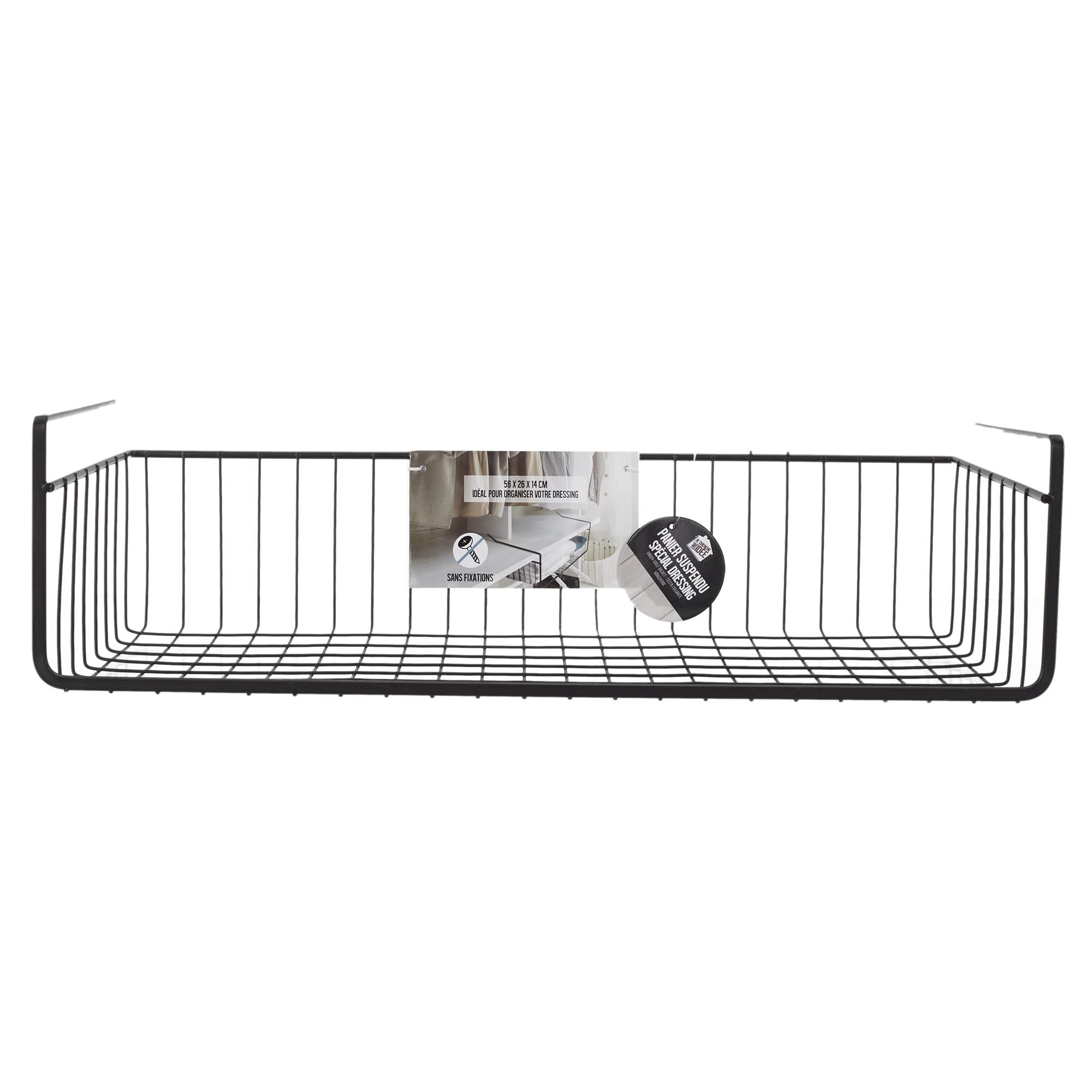 PANIER SUSPENDU METAL FILAIRE NOIR 56X14X26CM