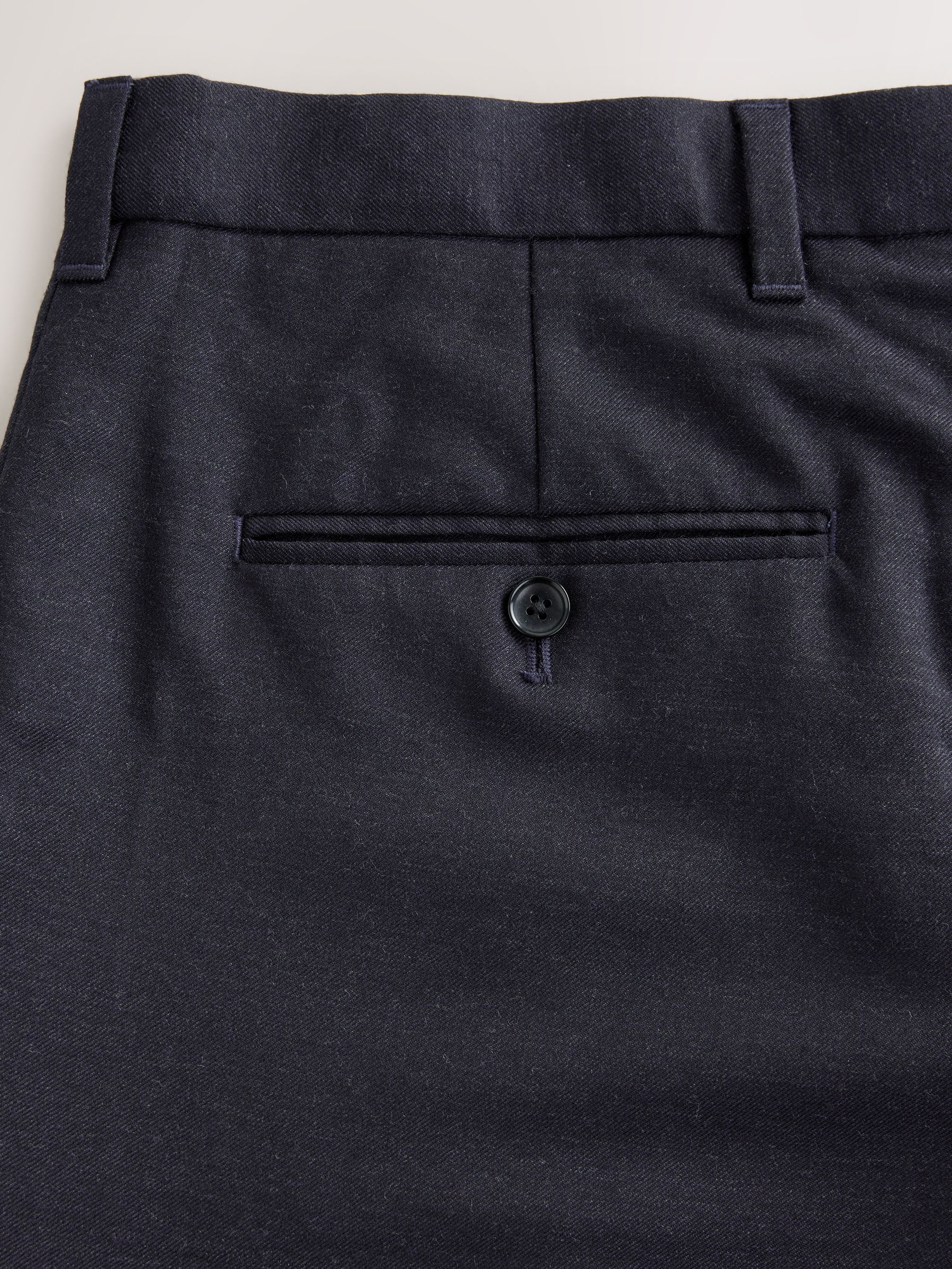 Donkerblauw - Normale Pasvorm - Signature - 100% Wollen broek met Motion Flex-tailleband