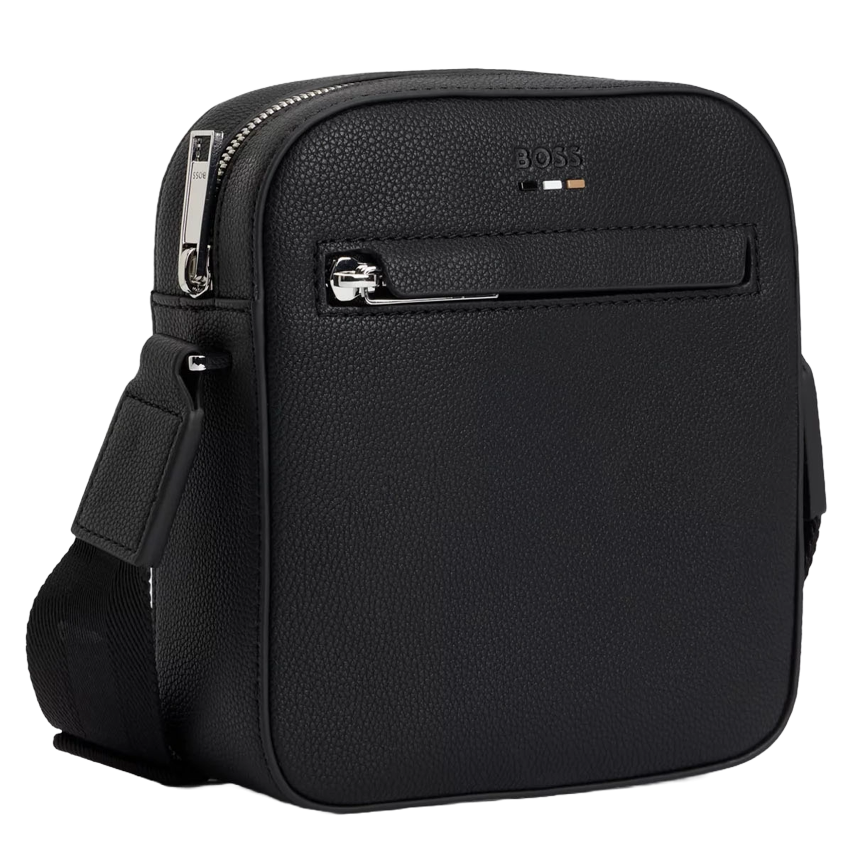 Sac reporter effet cuir grainé | Noir