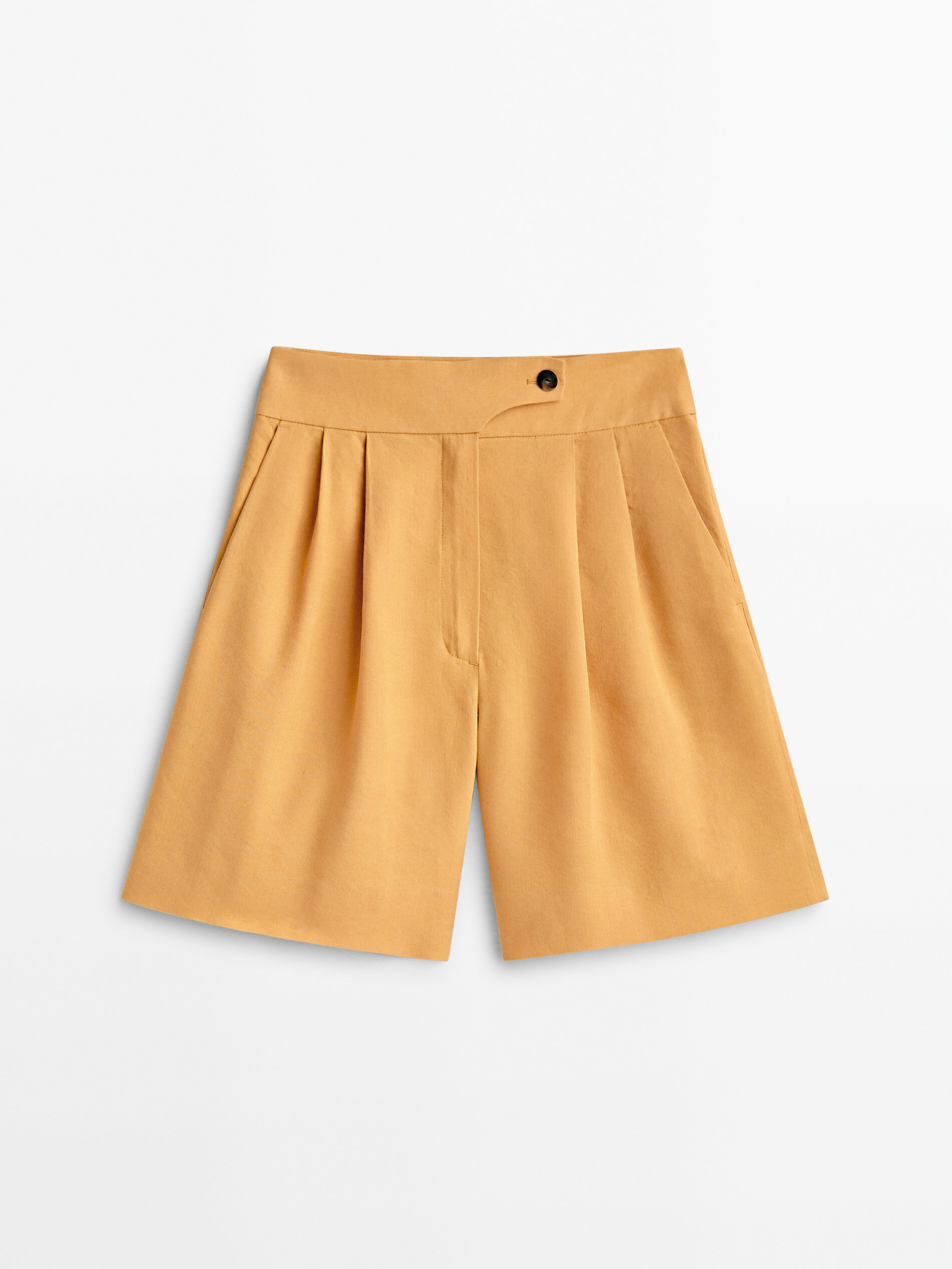 Bermuda comprida com pregas - AMARELO MOSTARDA