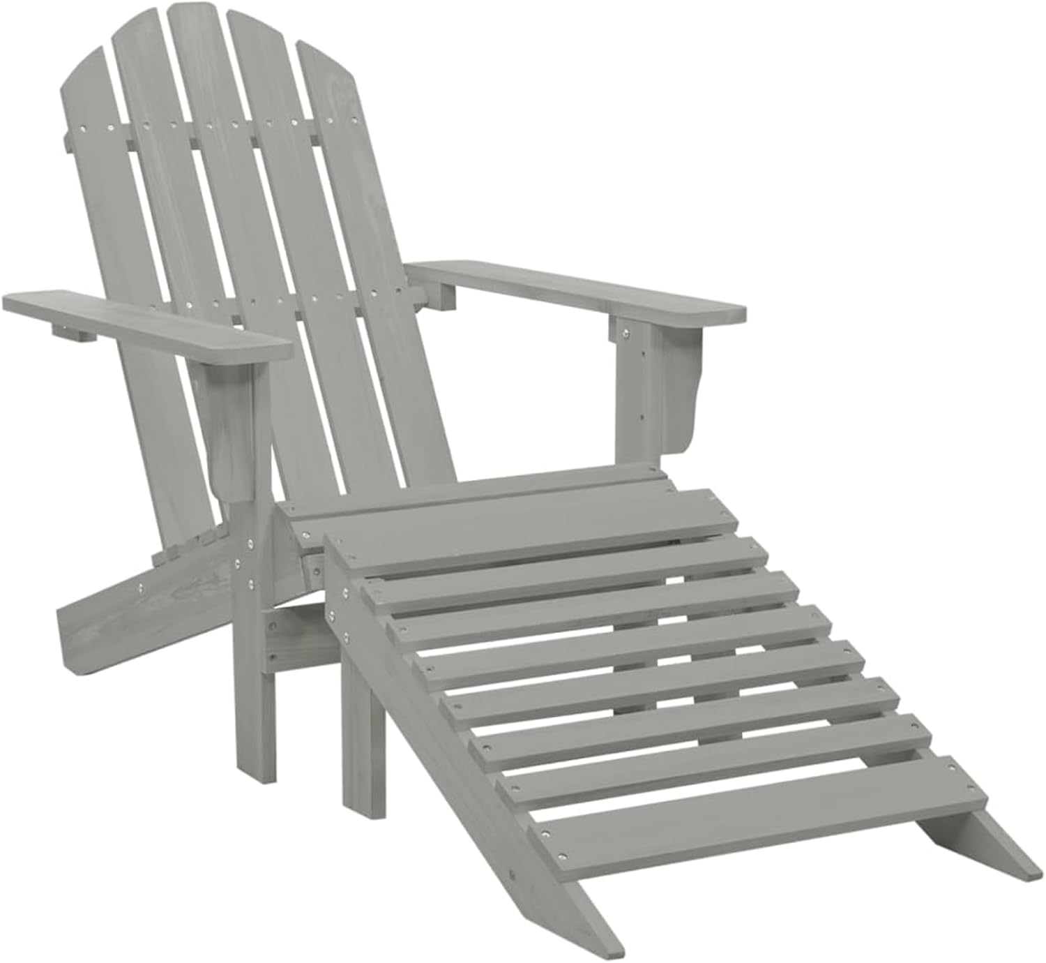 Gecheer Gartensessel mit Fußstütze Holz Grau, Gartenmöbel Stapelstuhl Balkonstühle für Outdoor Garten Café Camping45700