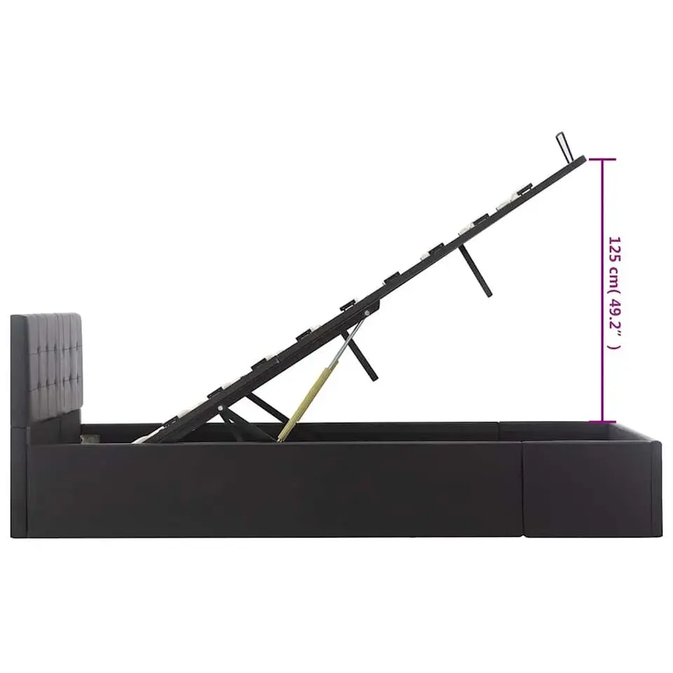 vidaXL - Bed met opbergruimte - Hydraulisch - Zwart - Kunstleer - 120x200 cm