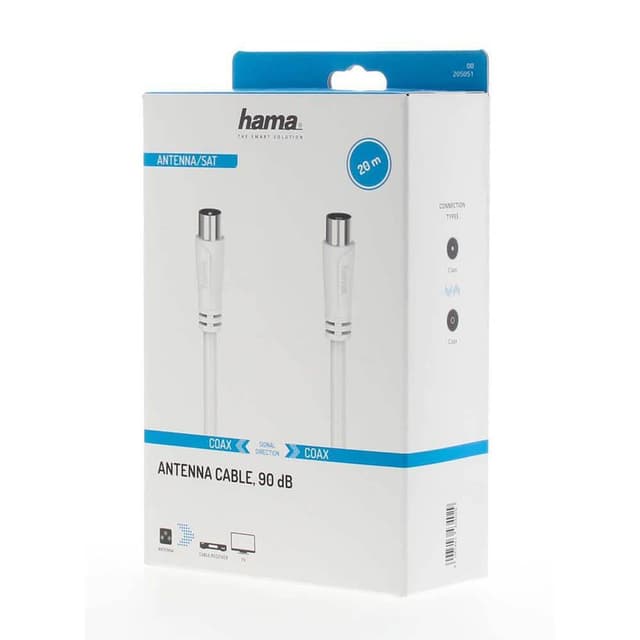 Hama 90dB antennekabel (hvid, 20 m)