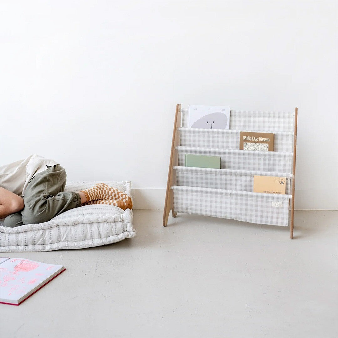 3 sprouts kinderboekenrek - beige gingham