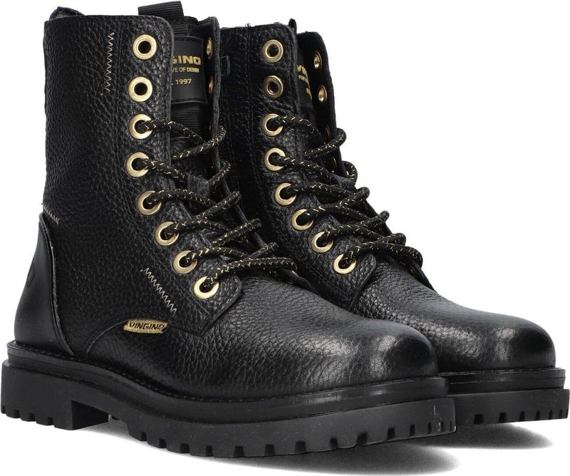 Vingino - Shirley - Veterboots - Zwart - Leer